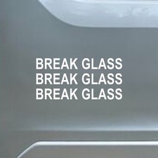 3 X WHITE BREAK GLASS, COACH